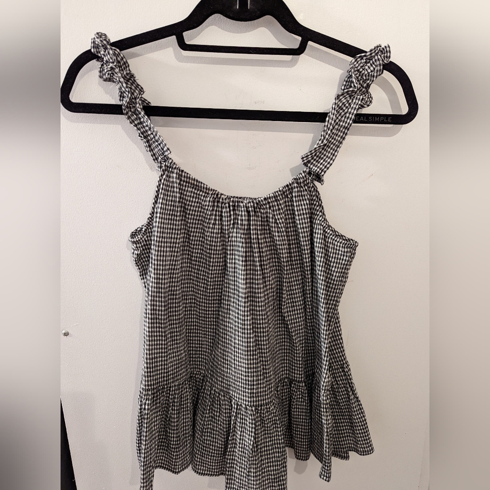 Madewell Ruffle-Strap Cami Top in Gingham